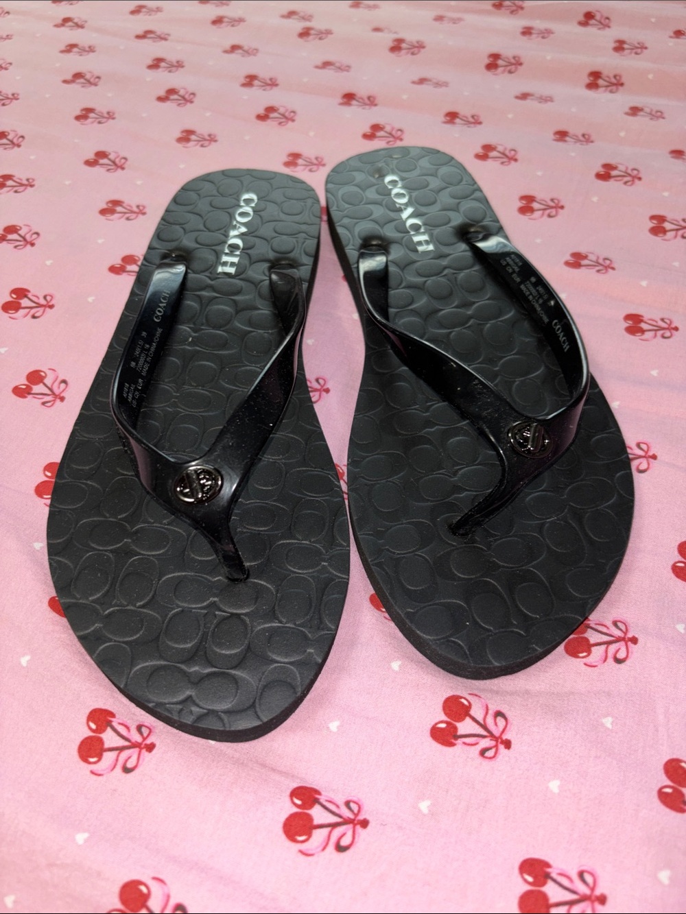 Coach Black Logo Jelly Flip Flop Sandals - Picture 2 of 3